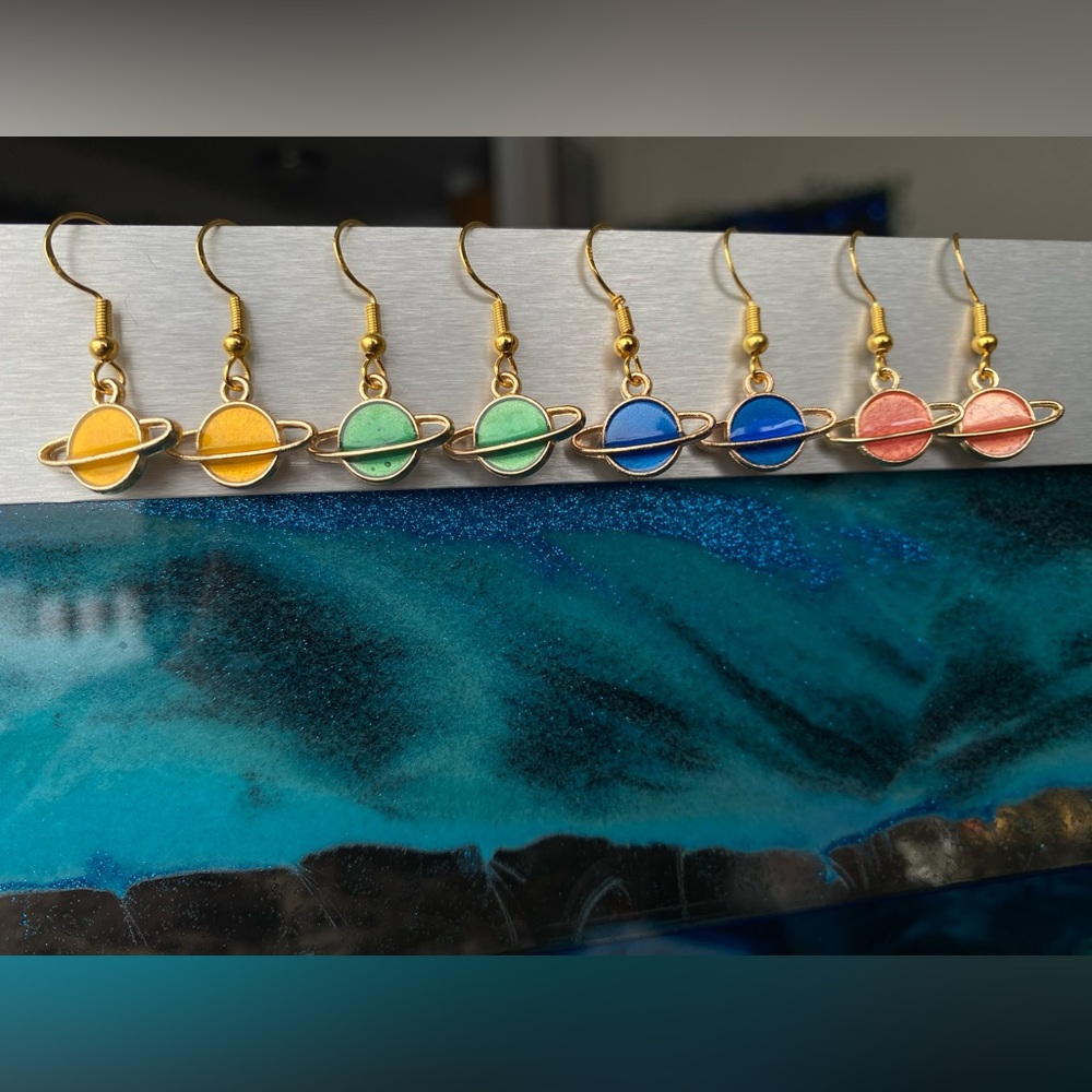 Stainless Steel Enamel Planet Earrings